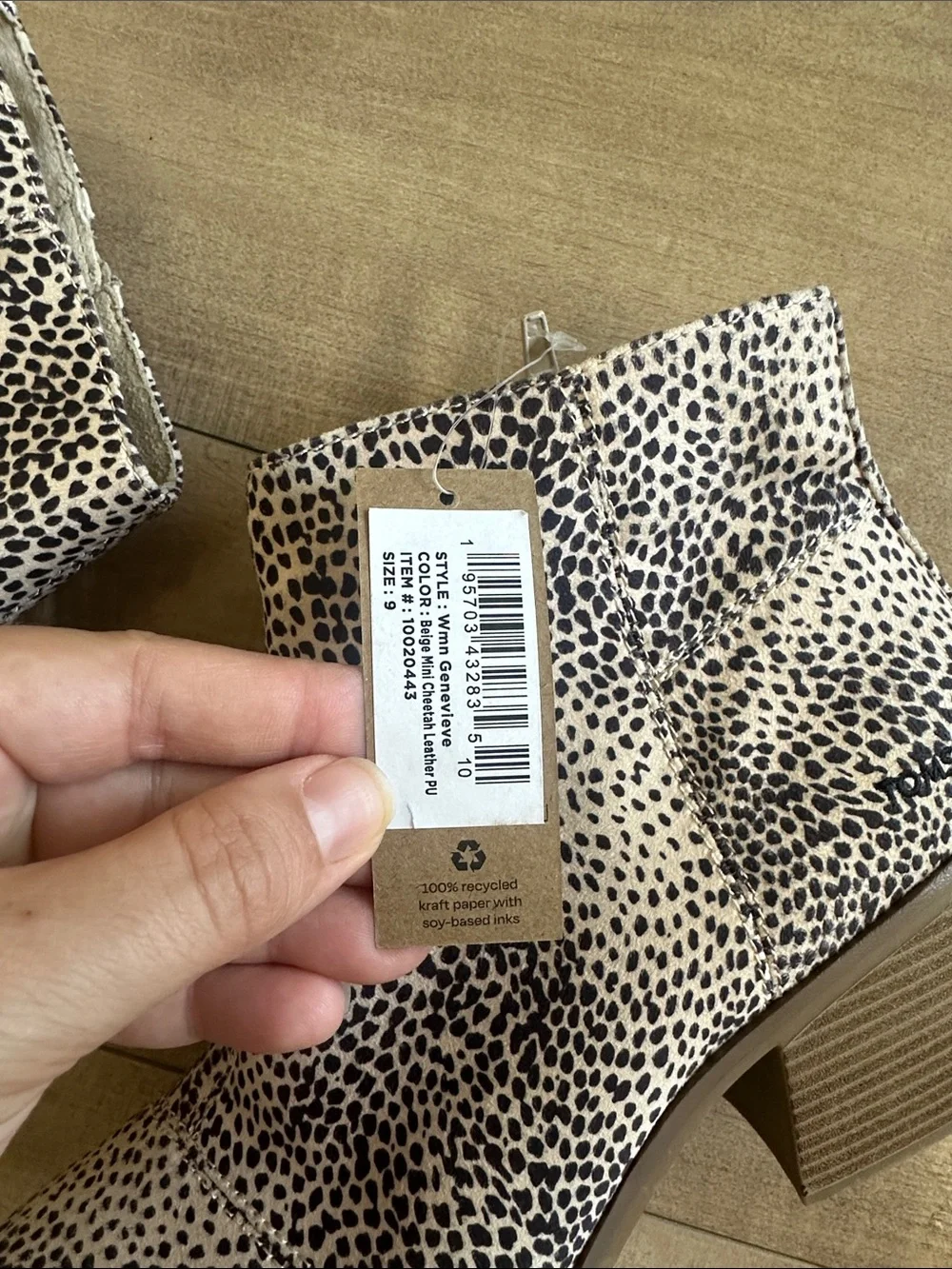 NWT Toms Genevieve Cheetah Animal Print Leather Ankle Booties Boots Sz 9